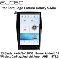 ZJCGO Car Multimedia Player Stereo GPS Radio Navigation 13.6 Android 11 Screen for Ford Edge Endura Galaxy S-Max Smax CD390
