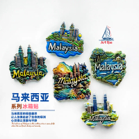 Nam châm tủ lạnh Malaysia, đồ trang trí phòng, thành phố Kuala Lumpur, bộ quà lưu niệm du lịch