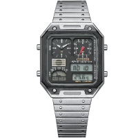 【CITIZEN 星辰】80年代復古時尚計時雙顯錶-33.4x45.4mm 母親節 禮物(JG2126-69E)