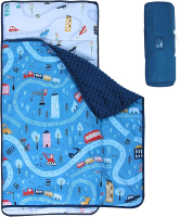 Toddler Nap Mat with Removable Pillow & Minky Blanket Extra Large Preschool Kids Sleeping Bag for Bo