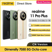 Realme 11 Pro Plus 5G Mobile Phone 6.7" AMOLED FHD+ Dimensity 7050 5G Octa-core 200MP Camera 5000mAh Android Smartphone