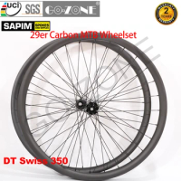 Light 29er Carbon MTB Disc Brake Wheelset DT Swiss 350 Sapim Durable Tubeless Thru Axle / Quick Release / Boost MTB Wheelset 29