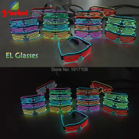 New design 2 colors luminous EL Wire EL Glasses LED Glasses Neon Light By DC-3V Sound Activated EL Driver for Party Decoration