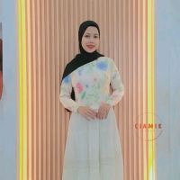 Gamis + rajut kombinasi renda tingkat Motif Bungaimport