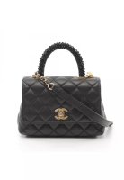 Chanel Pre-Loved Chanel Coco Handle XXS top handle matelasse Handbag lambskin black gold hardware 2W