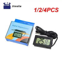1/2/4PCS Mini LCD Digital Thermometer with Waterproof Probe Indoor Outdoor Convenient Temperature Sensor for Refrigerator Fridge
