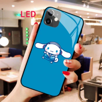 cinnamoroll Luminous Tempered Glass phone case For Apple iphone 12 11 Pro Max XS mini Acoustic Control Protect Backlight cover