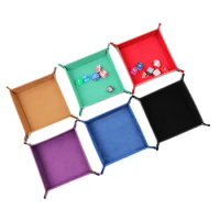 6Color Foldable Dice Tray Box PU Leather Hexagon Key Coin Square Tray Dice Game for RPG DnD Table Board Games