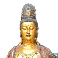 Huge China Bronze Cloisonne 24k Gold Gilt Kwan-yin GuanYin Goddess Buddha Statue