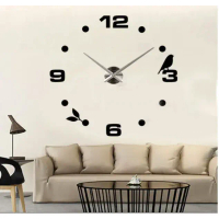 Jam Dinding DIY Giant Wall Clock Quartz Model Burung Mesin