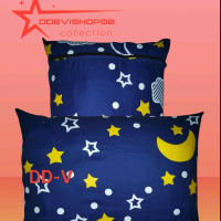 sarung bantal resleting motif bulan bintang awan