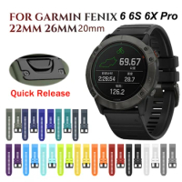 26 22 20mm Watchband For Garmin Fenix 7X 7 7S 6X 6S 6 Pro 5 5X 5S Plus 3HR Quick Release Silicone Easyfit Smart Wrist Band Strap
