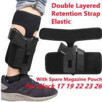 2In1 Pack Universal Carry Ankle Leg Gun Holster w/ Handgun Pouch+Magazine Pouch Tactical Concealed Pistol Holder For Glock 19 26