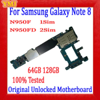 100% Original For Samsung Galaxy Note 8 N950F N950FD Motherboard 64GB Full Unlocked Logic Board Full Chips Tested Good Working