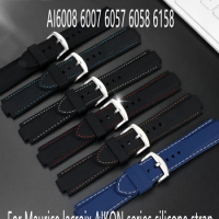 For MAURICE LACROIX Watch Chain AIKON Series AI6008 6007 6057 6058 6158 High-quality Waterproof Silicone Watchband Black Men