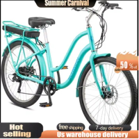 Mendocino Adult Hybrid Electric Cruiser Bike, Lightweight Aluminum eBike Frame,Pedal Assist, Throttle Option, 26-Inch Wheels
