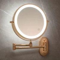 Wall Sticker Makeup Mirror Matte Golden/Black Magnifying Double Side USB Charging Smart Cosmetic Mirrors Home Decorations