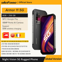Ulefone Armor 11 5G Rugged Mobile Phone Android 8GB+256GB Android Waterproof Smartphone 48MP NFC Mobile Phone Wireless Charging