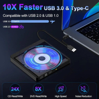 BEIZKNA External CD/DVD RW USB 3.0 Type C - Transfer Data 5 Gbps, Dual Chip Gesit
