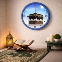 Jam dinding Dekorasi Ruangan Islami Kabah Mekkah Hiasan Dinding Tempat Ibadah Jam Analog Frame Tebal