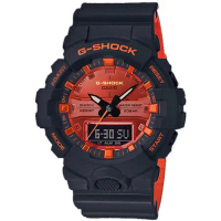 G-SHOCK 酷炫雙顯男錶 橡膠錶帶 黑X橘 防水200米 GA-800BR-1A
