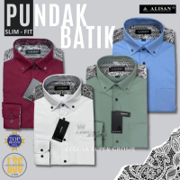 Kemeja ALISAN Kombinasi Pundak Batik Lengan Panjang Slimfit Katun Pria
