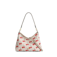 COCIO CC309 White Cherry Print Single Shoulder Bag, Thin Strap Suitable for Shoulder / Underarm Carr