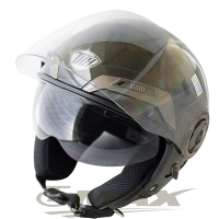 THH勇氣可掀式雙鏡片半罩安全帽T314A-黑白+免洗安全帽內襯套6入