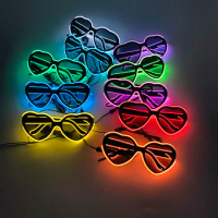 LED Light Up heart shape Glasses 3 Modes EL Wire Luminous Glasses Glow in the Dark for DJ club Party stage performance props