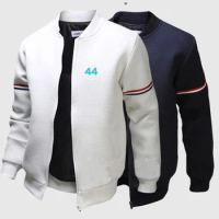 2024 F1 Driver Lewis Hamilton Digital 44 Fashionable Men's Flight Jacket Round Collar Solid Cotton Long Sleeves Tracksuits Coat