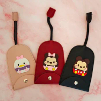 Cartoon Mickey Mouse Daisy Duck Pull Type Key Bag PU Leather Key Wallets Housekeepers Car Key Holder Case Disney Keychain Pouch