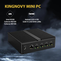 KingnovyPC Firewall Micro Appliance 4 Port i226 2.5GbE LAN Fanless Mini PC N6000 N5105 N100 AES-NI VPN Router Openwrt Barebone