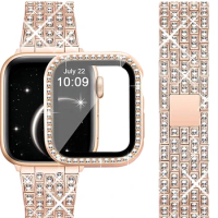 Jewelry Bling Strap For Apple Watch 6 SE Band 44mm 40mm with Rhinestone Case Screen Protector For iWatch 3 42mm 38 Bracelet