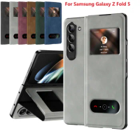 Flip Book For Samsung Galaxy Fold 5 Case Magnetic Window View Stand Wallet Leather Protection Cover