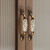 衣柜門拉手歐式實木櫥柜中式門把手古銅復古把手抽屜陶瓷美式