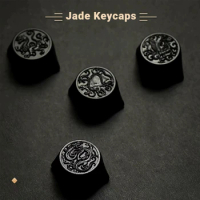ECHOME Dark Jade Keycap The Four Symbol Theme Hand-carved Translucent Keyboard Cap Custom Artisan KeyCap for Mechanical Keyboard