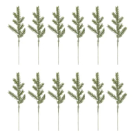 36pcs Plastic Artificial Pine Leaves Branches Green Plants for DIY Garland Wreath Christmas Embellishing Home Garden Decoration