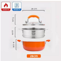 雙耳不粘鍋【28cm雙耳湯鍋含蓋+蒸籠】 