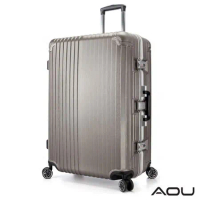 AOU 絕美時尚系列 升級版 29吋100%PC防刮亮面飛機輪旅行箱 (香檳金) 90-021A