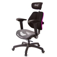 【GXG 吉加吉】雙軸枕 中灰網座 4D弧面摺疊扶手 雙背工學椅(TW-2706 EA1D)