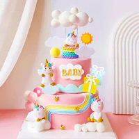 LaVenty Luxury Rainbow Unicorn Cake Decoration Unicorn Birthday Decoration Rainbow Cake Topper Rainbow Birthday Decoration