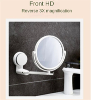 Wall Mounted Folding Arm Extend cermin bilik mandi 3X pembesaran Double Side Makeup Mirrors 360 Degree Rotation