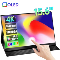 15.6 Inch 4K AMOLED Touch Screen Portable Monitor 3840*2160P 400Nit HDR 100000:1 1MS Gaming Display For PC Laptop Phone PS5 Xbox