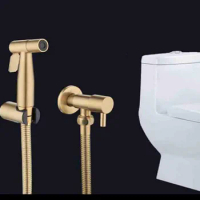Gold Brushed Toilet cleaning Bidet Spray gun wc shower head Douche Handheld Hose Muslim Sanitary Shattaf wall Holder Bathroom