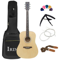 IRIN 6 Strings 21 Frets Acoustic Guitar 41 Inch Basswood Body Folk Guitarra with Bag Capo Picks Guitar Parts &amp; Accessories