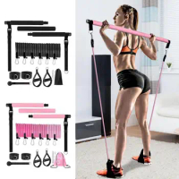 Portable Yoga Pilates Bar Stick With Resistance Band Home Gym Muscle Gym Muscle Fitness Equipment Body Building Pilates Bar Kit