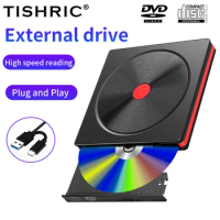 TISHRIC Portable USB 3.0 External DVD RW CD Writer Drive Reader Player Optical Drives For Macbook Laptop Desktop PC