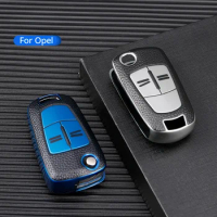 Leather Pattern TPU Remote Key Cover Fob Case for Opel Vauxhall Corsa Astra Vectra Signum Remote Flip Folding Car Key Shell