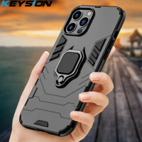 KEYSION Shockproof Armor Case For iPhone 15 14 13 Pro Max 12 SE 2022 Ring Phone Cover for Apple iPhone XS Max XR 5S 6S 7 8 Plus