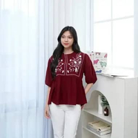Nuboutique - Kimmy Top - Baju Wanita Blouse Top Atasan Bordir Etnic Vintage Bunga Bohemian Casual Ke